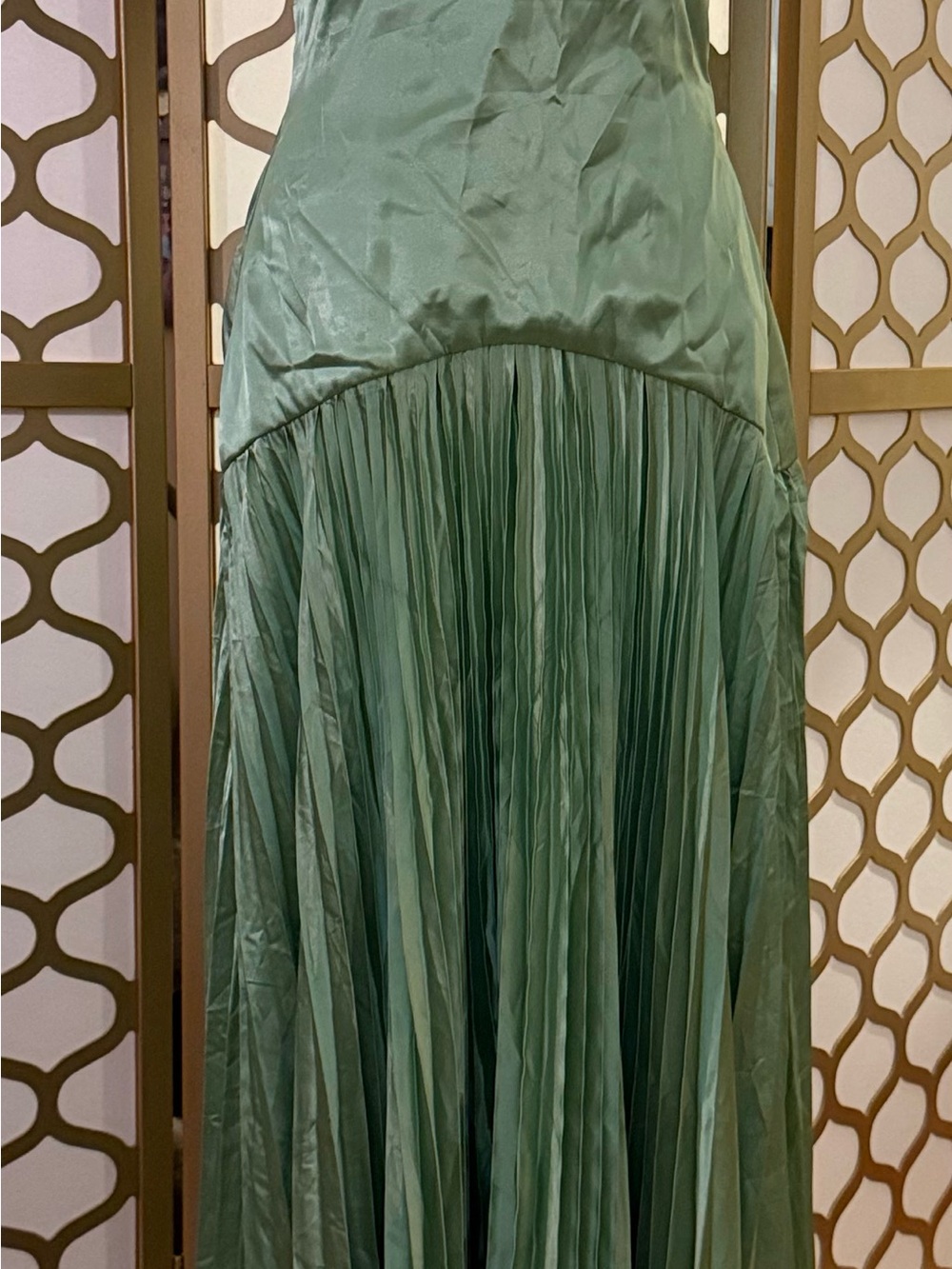 Pleated Maxi Skirt in Sage Green